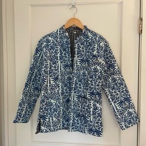 The Blue Door London Blue and White Patterned Quilted Jacket Reversible